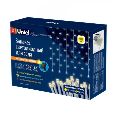 Грунтовый светильник на солнечной батарее Uniel USL-S-131/PT1515 WARM WHITE CURTAIN (LED, IP44)