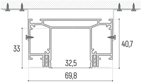 Интрудер (профиль) для встраивания трёхфазного трека в натяжной потолок, длина 2м Novotech 135190