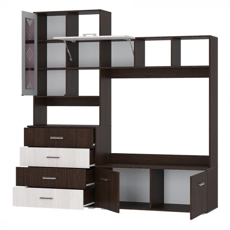 Стенка в гостиную БТС Белла, венге/ясень белый