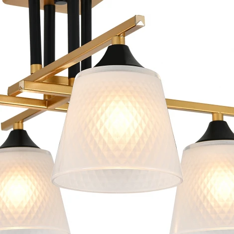 Потолочная люстра на штанге Escada Deutzia 2128/4P 4x40Вт E27, металл/стекло, шампань, белый матовый плафон (220V)