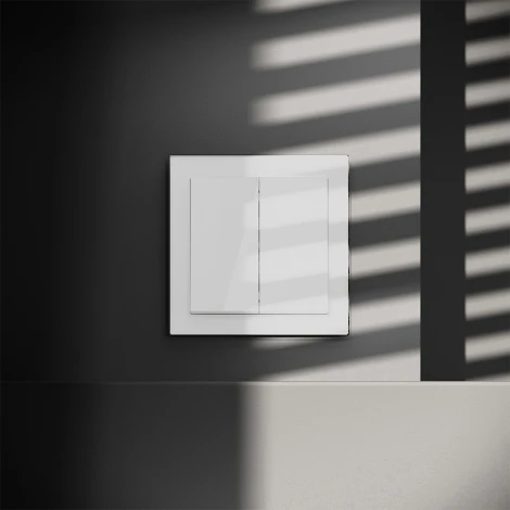 Перекрестный переключатель встраиваемый IP30 Voltum S70 VLS020501 двухклавишный 10А, (белый глянцевый)