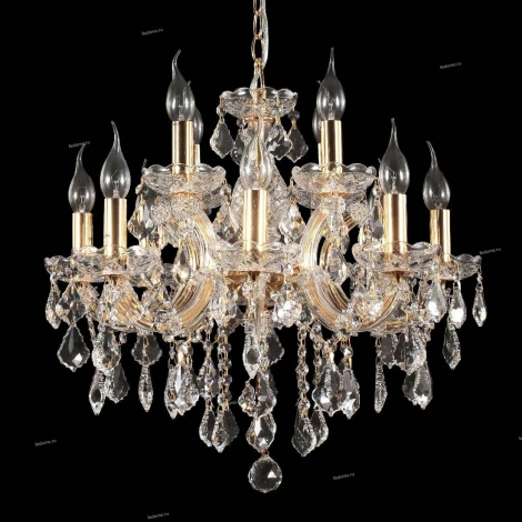 Люстра подвесная хрустальная Crystal Lux Ines, 12 ламп , золото с прозрачным