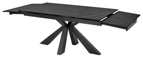 Обеденный стол M-City ALEZIO 160 KL-135 Темно-серый мрамор матовый, итальянская керамика/ BLACK