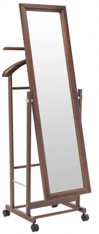 Вешалка костюмная с зеркалом на колесах В 24Н средне-коричневый от фабрики Mebelik