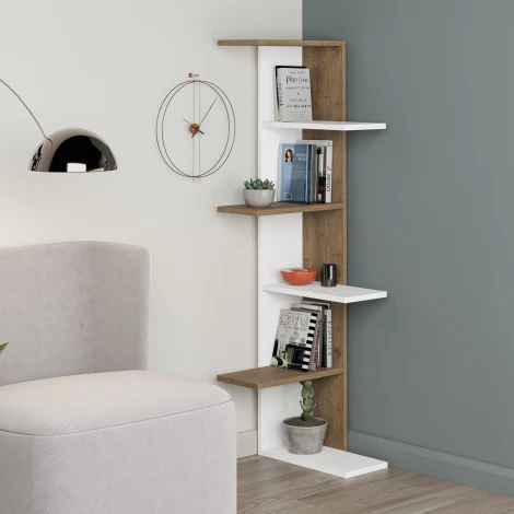 Стеллаж Угловые SASO CORNER BOOKCASE (ЛДСП/Белый) LEVE