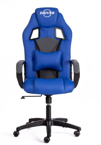 Компьютерное кресло игровое Tetchair DRIVER (Исскуственая кожа,Ткань/Синий,Серый)