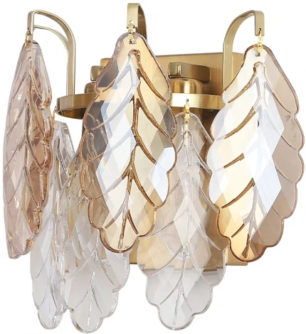 Бра Crystal Lux TREVI AP2 BRASS (220V, хрусталь, листья)