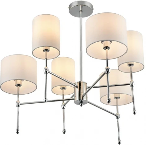 Потолочная люстра на штанге Lumion Latti 6589/6C хром/белый, металл/текстиль E14 6*40W 220V (круглые)