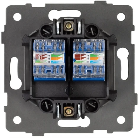 Механизм компьютерной розетки двойной SCT-MPC2-PL-GR-V (RJ-45, CAT6) (Arlight) 049851