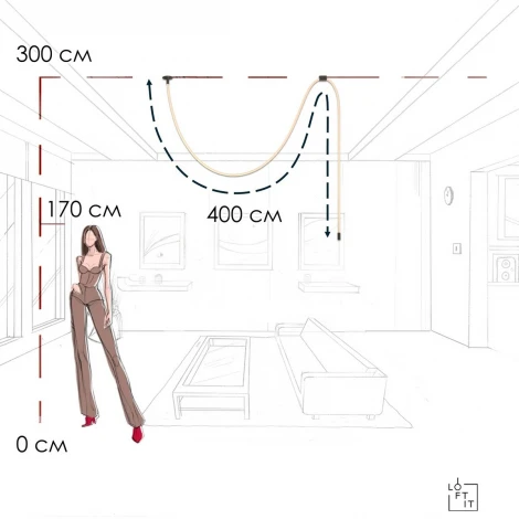 Подвесной светильник светодиодный с гибким неоном Loft It Thread 10388A Black (220V)