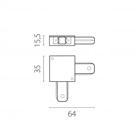 Коннектор угловой для трека 50202X-P, 50203X-P Lightstar Barra 502126-P