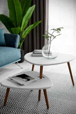 Стол журнальный Стилгрей белый/дуб светлый от фабрики Mebelik