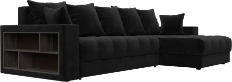 Диван угловой с декором и полкой Лига-050 НПБ Лига Диванов (Велюр) арт.128596