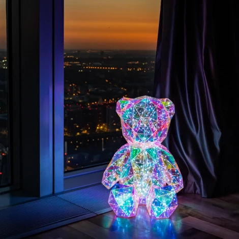 Светильник декоративный «Мишка», с USB проводом. 80 светодиодов, RGB свет, цвет корпуса радужный Uniel ULD-R504 USB/RGB BEAR
