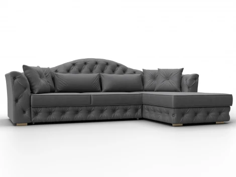 Диван угловой Артис правый угол (Брус,Рейка,Замша/Серый) Лига Диванов 128041