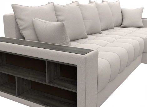 Диван угловой с декором и полкой Лига-050 НПБ Лига Диванов (Замша) арт.128616