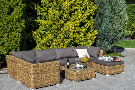 Трансформирующийся диван из искусственного ротанга (гиацинт), цвет соломенный 4SIS Лунго YH-C1033W-SET TW