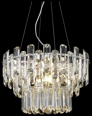 Подвесная люстра ярусная Wertmark Lazzara WE107.09.103 (220V, хрусталь, на тросе, круглые)