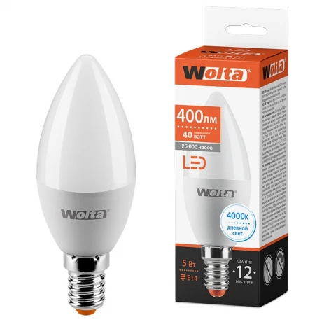 Светодиодная лампа 5Вт 4000K E14 Wolta 25SC5E14