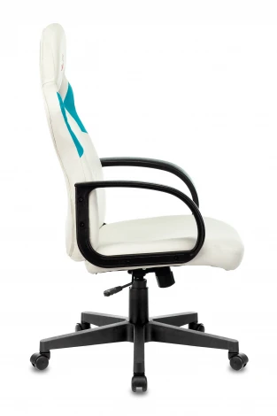 Кресло игровое Zombie RUNNER белый/голубой эко.кожа крестовина пластик