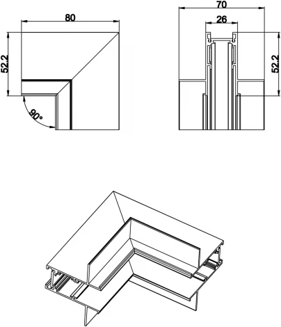 Внутренний угол-соединитель для встраиваемого шинопровода Donolux SPACE-Track system Inner corner InB