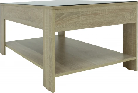 Стол журнальный BeautyStyle 26 сонома/стекло черное Mebelik арт.000271