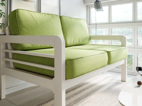 Диван Arsko прямой Бергер М беленый дуб рогожка зеленая