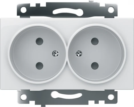 Розетка двойная без заземления со шторками (белый) Stekker Катрин 39573