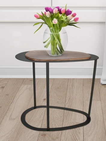 Стол журнальный МеталлАрт М024 коричневый дуб/черный Mebelik 009493