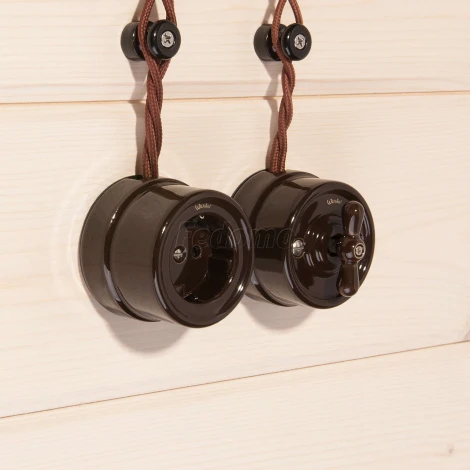 Розетка с заземлением (черный) Ретро Werkel W5671008 (a051453)