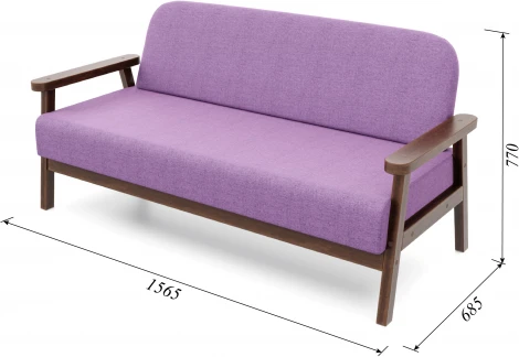 Диван Arsko прямой Флори М орех рогожка фиолетовая