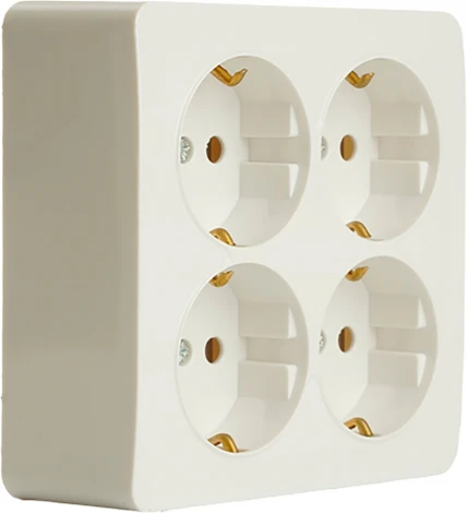 Розетка 4-х местная с заземлением (белый) Stekker София 49310