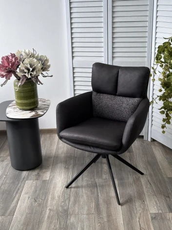 Стул LUIS 360 град. поворот Серый Maison 99# / OTE COBBLE 457 / черный каркас, ®DISAUR (арт.621M05778)