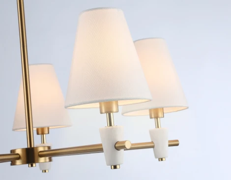 Потолочная люстра на штанге с абажурами и мрамором Ambrella Ceramo Classic LH75044