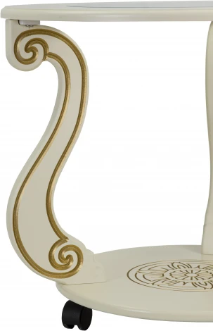 Стол журнальный Грация (С) на колесах слоновая кость/золото от фабрики Mebelik