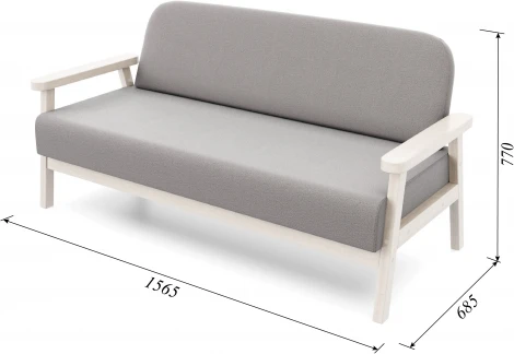 Диван Arsko прямой Флори М беленый дуб велюр серый