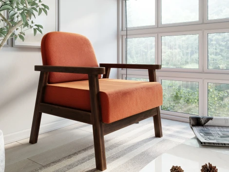 Кресло Arsko Флори орех велюр оранжевый