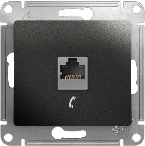 Телефонная розетка встраиваемая RJ-11 (антрацит) Systeme Electric Glossa GSL000781T