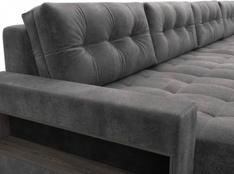 Диван п-образный с полками Лига-053 НПБ МегаЛонг Лига Диванов (Велюр) арт.129017