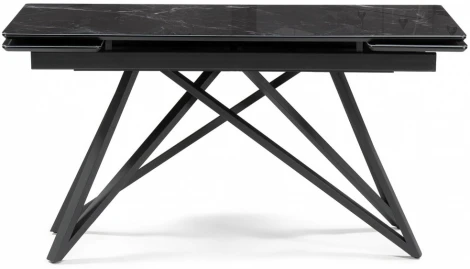Стол стеклянный Notta Вилсон 140(200)х80 черный мрамор / черный арт.612173