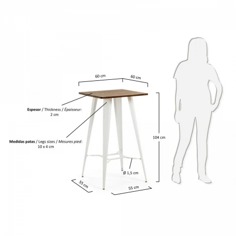 Стол Malibu высокий белые ножки La Forma (ex Julia Grup) 047520