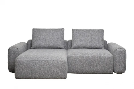 Диван трехместный Turin(2 секции) с канапе и мех черно/серый Santo1606 255*163,5**68см Garda Decor