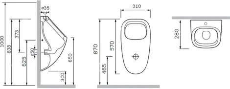 Писсуар AM.PM Spirit V2.0 C707006WP подвесной, с внешним подводом воды, с декором