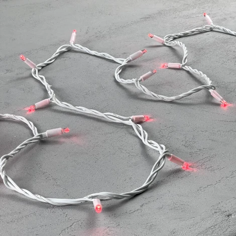 Гирлянда Нить 10м красная 24В, 75 LED, провод белый каучук, IP65 Laitcom LL75-8-1R