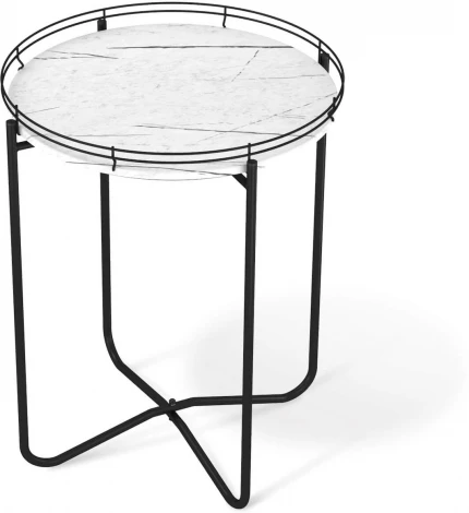 Столик журнальный Sheffilton SHT-CT20 белый мрамор/черный муар