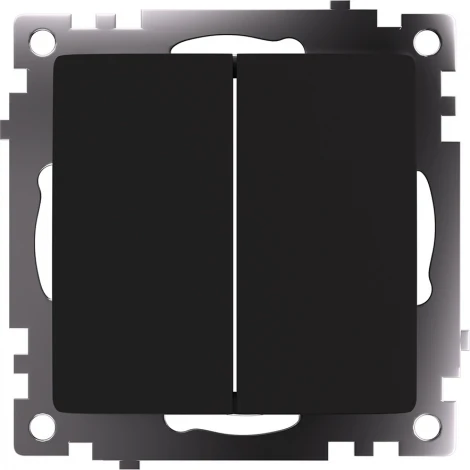 Переключатель двухклавишный (черный) Stekker Катрин 49167