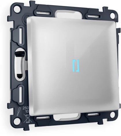 Комплект механизма Ambrella Volt 1-клавишного проходного выключателя с подсветкой 10000K ALFA MA402040 Серебро глянец QUANT