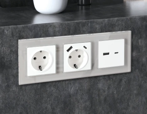 Рамка Ambrella Volt ALFA Platos (Серебро Стекло органическое) 1-ая AF330401