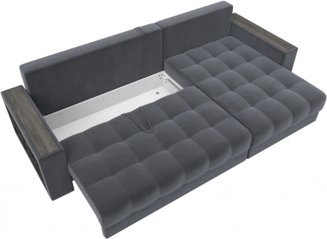 Диван угловой с декором и полкой Лига-050 НПБ Лига Диванов (Велюр) арт.128594