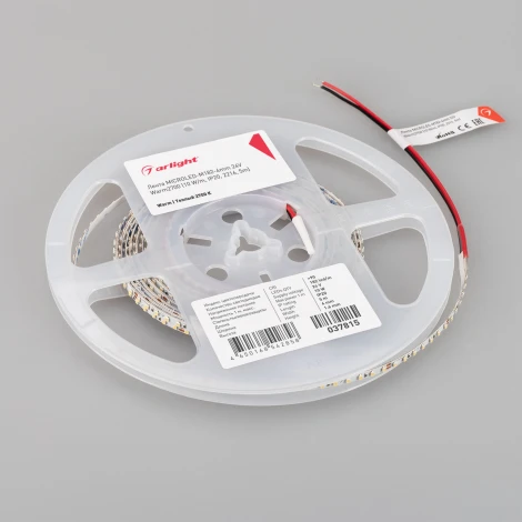 Светодиодная лента MICROLED-M182-4mm 24V Warm2700 (10 W/m, IP20, 2216, 5m) (Arlight, узкая) 037815